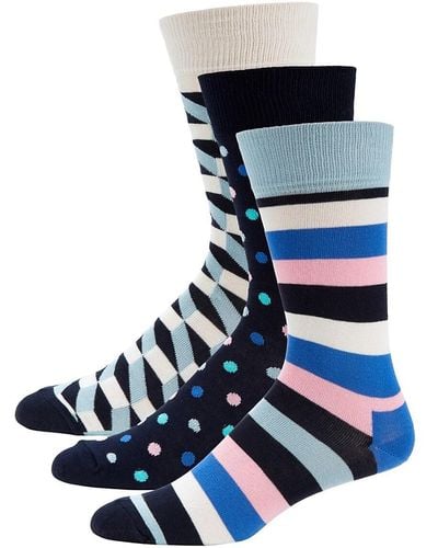 Happy Socks 3-pack Patterned Crew Socks Gift Set - Blue