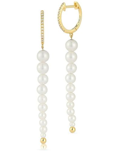 EF Collection 14K, 2.5-5Mm Freshwater Pearl & Diamond Drop Earrings - White