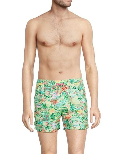 Siamo Verano 'Aruba Print Drawstring Shorts - Green