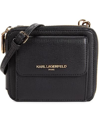Karl Lagerfeld Faux Leather Zip Around Wallet - Black