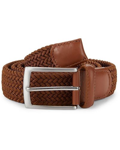 W. Kleinberg Leather Back Woven Belt - Brown