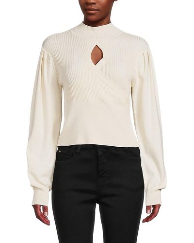 BCBGeneration Ribbed Puff Sleeve Jumper - White