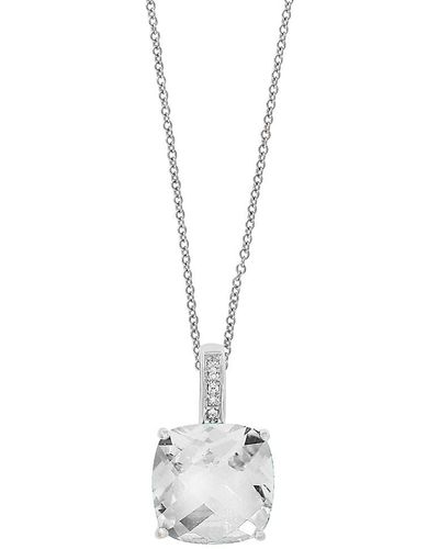 Effy April 14k White Gold, White Topaz & Diamond Pendant Necklace