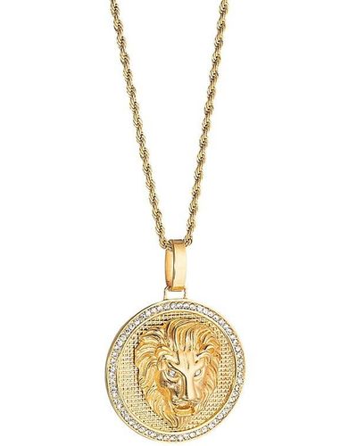 Eye Candy LA Luxe Titanium & Cubic Zirconia Lion Head Pendant Necklace - Metallic