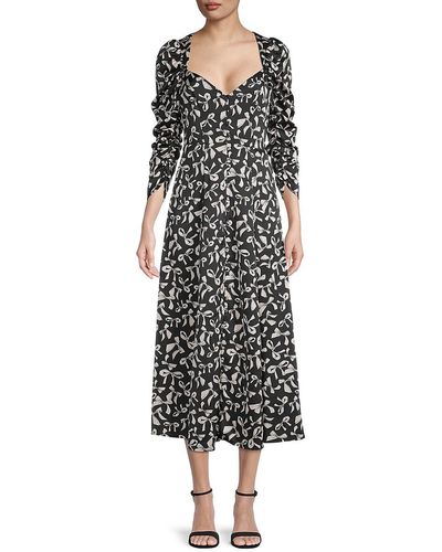 For Love & Lemons Angelica Bow-Print Dress - Black