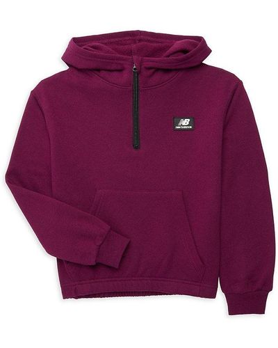 New Balance Girl's Fleece Quarter Zip Pullover - Purple