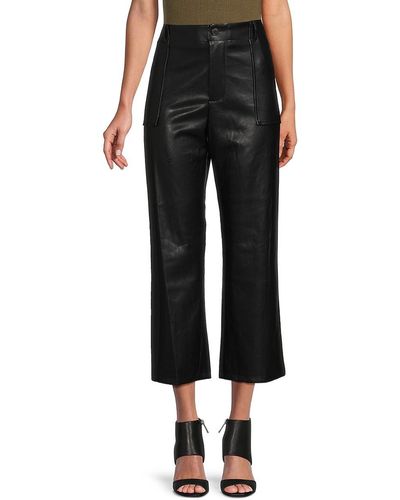Saks Fifth Avenue Saks Fifth Avenue Faux Leather Cropped Pants - Black