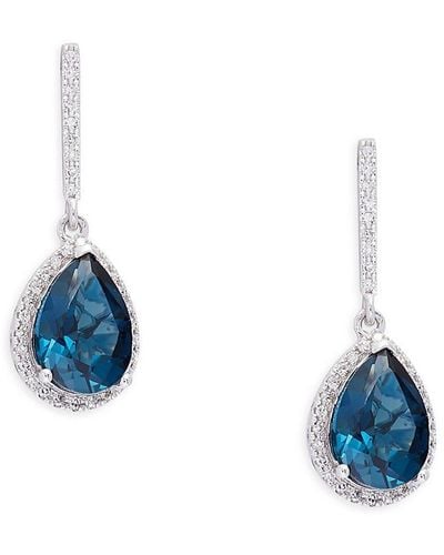 Effy 14K, London Topaz & Diamond Dangle Earrings - Blue