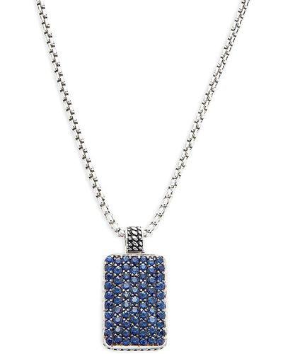 Effy Sterling Silver & Sapphire Dog Tag Pendant Necklace - Blue
