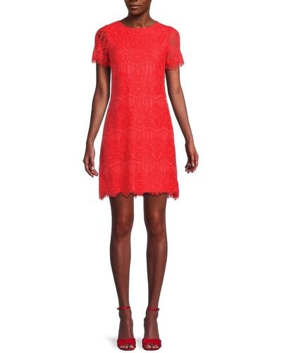 Kensie Lace Sheath Dress - Red