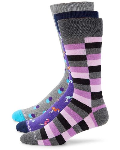 Unsimply Stitched 3-Pack Crew Socks - Purple