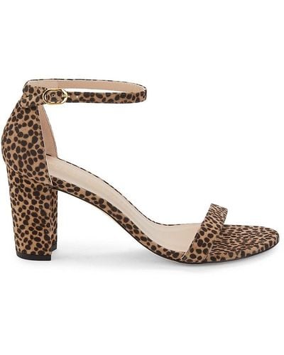 Stuart Weitzman Nearlynude Leopard Pattern Suede Sandals - Metallic