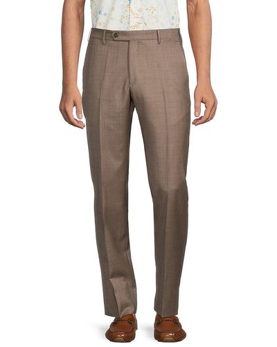 Zanella Parker Modern Fit Super 110s Virgin Wool Pants - Grey