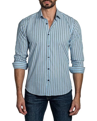 Jared Lang Striped Sport Shirt - Blue