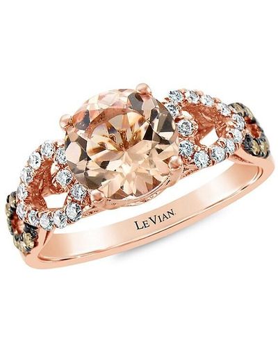 Le Vian Chocolatier® 14k Strawberry Gold®, Peach Morganitetm, Chocolate Diamond® & Vanilla Diamond® Ring - White