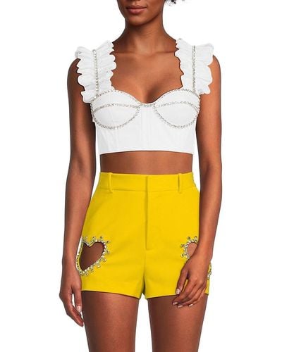 Area Embellished Crop Top - Yellow