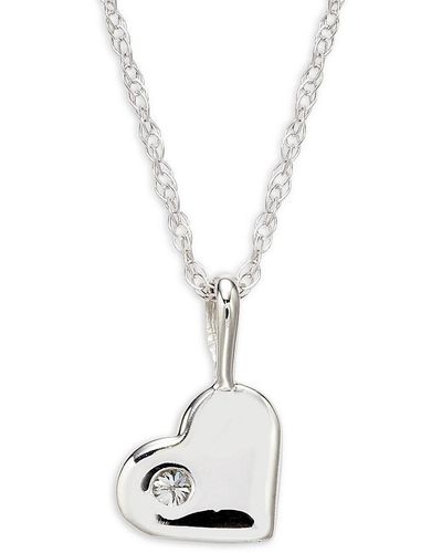 Saks Fifth Avenue 14K & 0.03 Tcw Diamond Heart Pendant Necklace - White