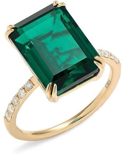 Effy 14k Yellow Gold, Lab Grown Emerald & Lab Grown Diamond Ring - Green