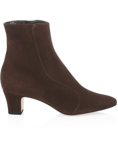 Manolo Blahnik Myconia Suede Ankle Boots - Brown
