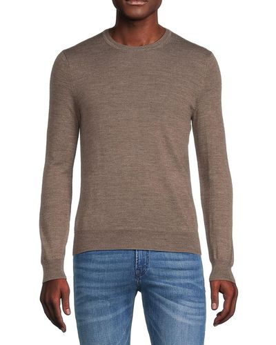 Saks Fifth Avenue Saks Fifth Avenue Essential Merino Wool Blend Crewneck Sweater - Brown