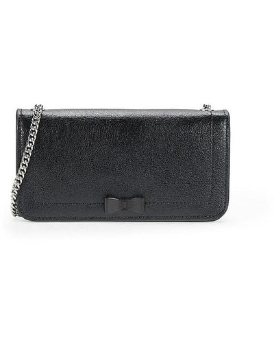 Karl Lagerfeld Kosette Bow Leather Wallet On Chain - Black