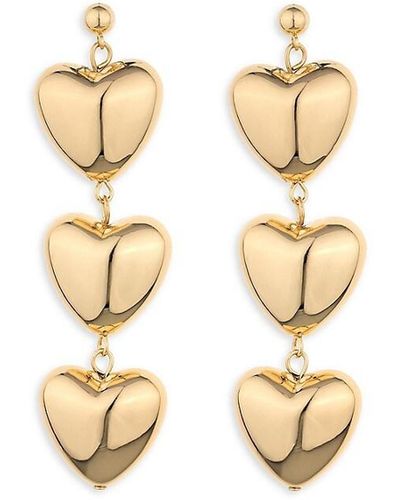 Ettika Goldtone Puffy Heart Drop Earrings - Metallic
