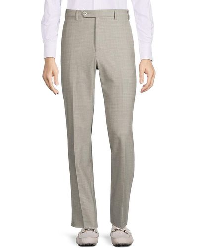 Zanella Devon Textured Wool Dress Trousers - Grey