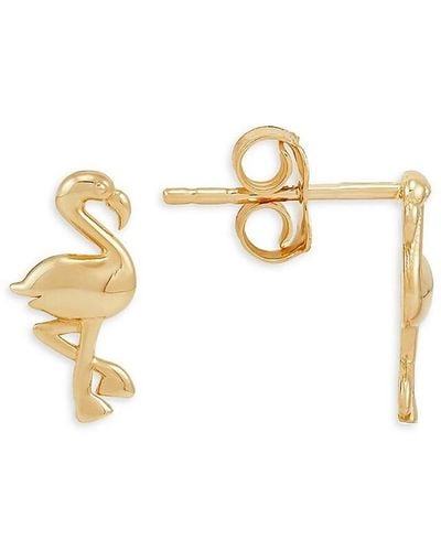 Saks Fifth Avenue 14k Yellow Gold Flamingo Stud Earrings - White