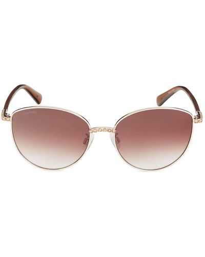 Swarovski 59mm Faux Crystal Round Cat Eye Sunglasses - Pink