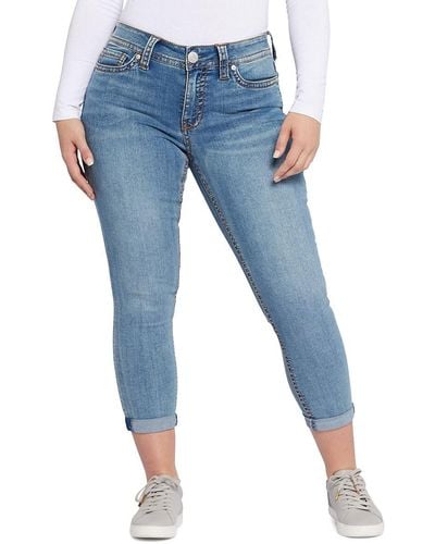 Seven7 Mid Rise Cropped Skinny Jeans - Blue