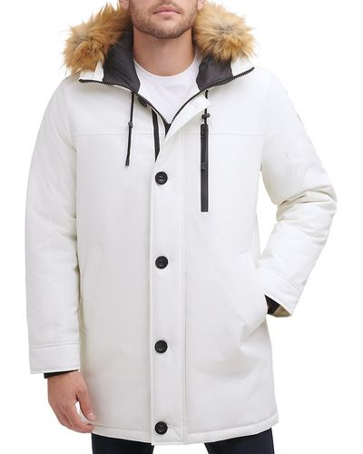 Guess Faux Fur Hooded Parka - White