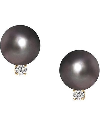 Tara Pearls 14K, 8-9Mm Cultured Pearl & 0.10 Tcw Diamond Stud Earrings - White