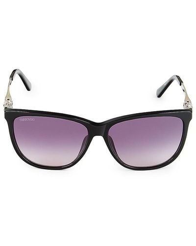 Swarovski 56mm Crystal Square Sunglasses - Purple
