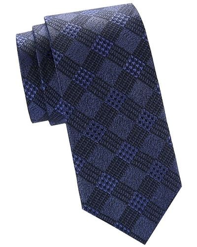 Saks Fifth Avenue Pattern Silk Tie - Blue