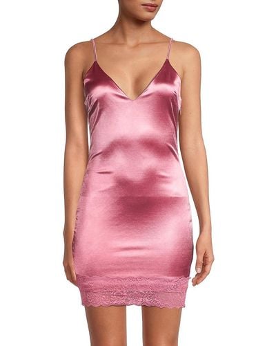 Bebe Satin Mini Slip Dress - Pink