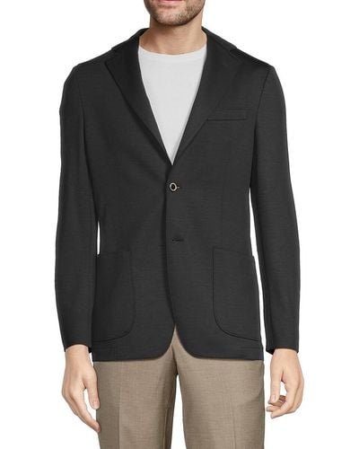 Samuelsohn Solid Contemporary Fit Wool Sportcoat - Black