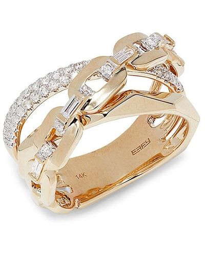 Effy 14k Yellow Gold & 0.45 Tcw Diamond Crossover Ring - White