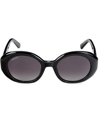 Swarovski 52mm Crystal Oval Sunglasses - Black