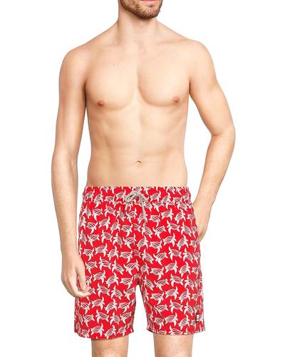 Tom & Teddy Turtle Print Swim Shorts - Red