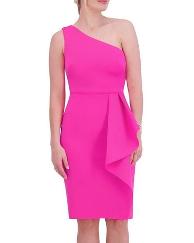Eliza J One Shoulder Cocktail Dress - Pink
