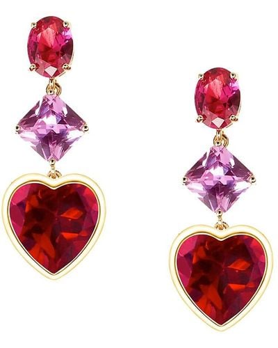 Eye Candy LA Luxe Nahid 18k Goldplated & Cubic Zirconia Heart Drop Earrings - Red
