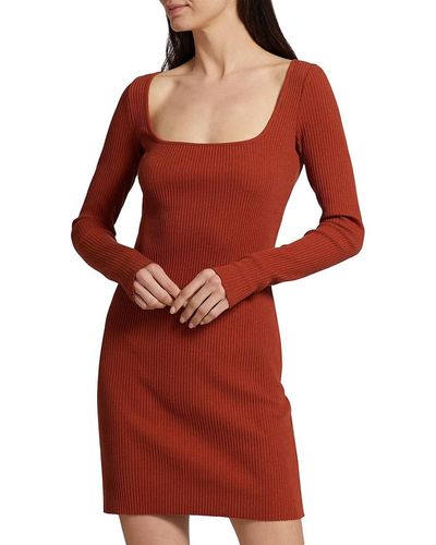 Vince Rib-knit Mini Dress - Red
