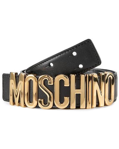 Moschino Logo Buckle Leather Belt - Black