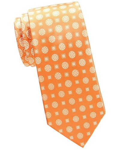 Brioni Print Silk Tie - Orange