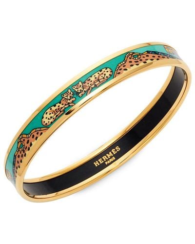 Hermès Vintage Leopard Enamel Bangle - Green