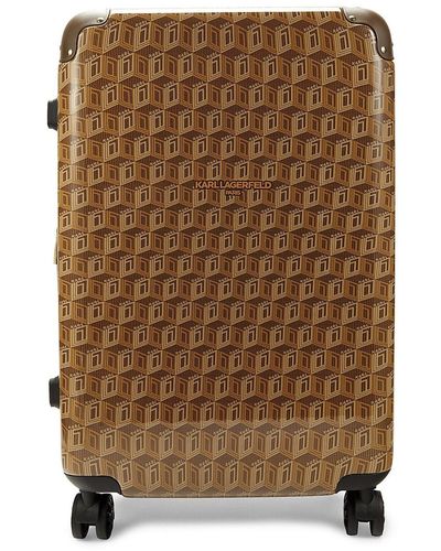 Karl Lagerfeld 24 Inch Logo Diamond Monogram Hardside Spinner Suitcase - Brown