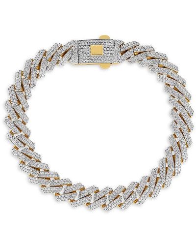 Saks Fifth Avenue Saks Fifth Avenue 14k Two Tone Gold & 4.68 Tcw Diamond Monaco Chain Bracelet - Metallic