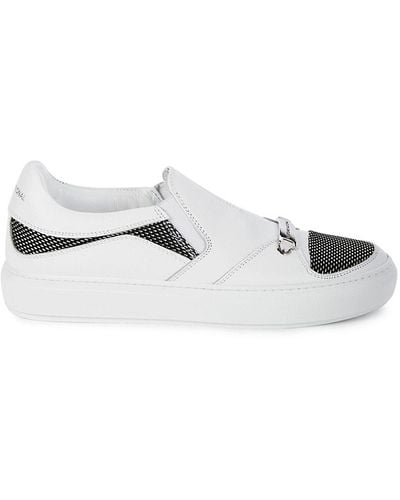 CoSTUME NATIONAL Leather Slip-on Sneakers - White