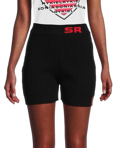 Sonia Rykiel Logo Wool Bike Shorts - Black