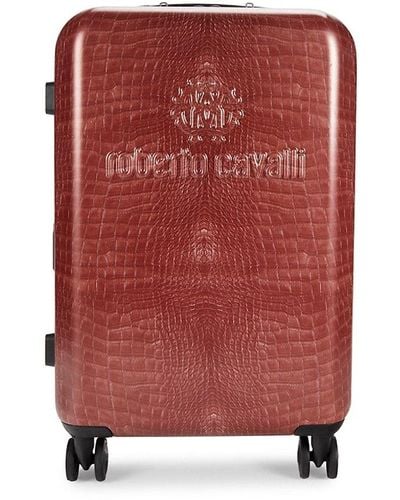 Roberto Cavalli Matte 24-inch Croc-embossed Spinner Suitcase - Red